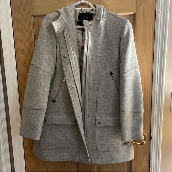 J. Crew Chateau Parka Stadium Italian Wool Coat SZ 4 - Picture 5 of 9